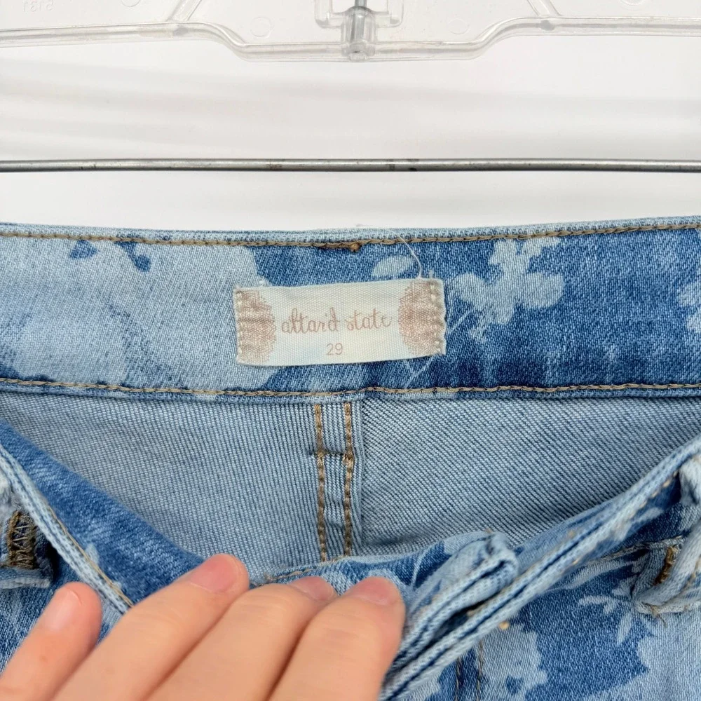 Altar'd State Flare Denim‎ Jeans Floral Printed Distressed Boho Hippie Size 29